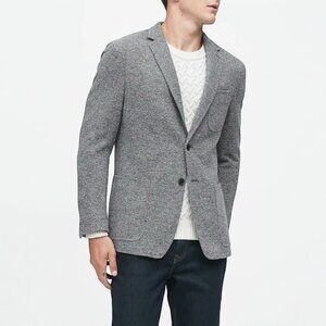 Banana Republic Slim Wool Blend Knit Sport Coat 42R Surgeon Cuff Unstructured